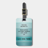 Groen Blauwgroen metallisch gestreept Bagagelabel (Voorkant verticaal)