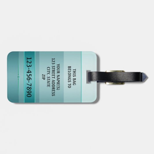 Groen Blauwgroen metallisch gestreept Bagagelabel (Achterkant horizontaal)