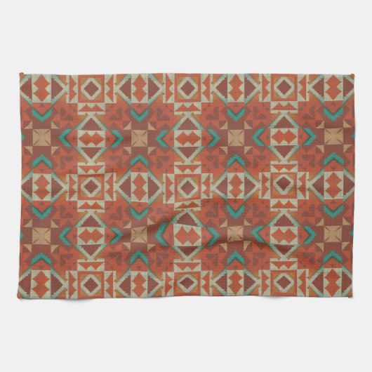 Groen Blauwgroen Roest Sinaasappel Beige Bruin Roo Theedoek (Horizontaal)