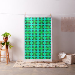 Groen Blauwgroen Roos Silhouette Bloemen Stof 56"