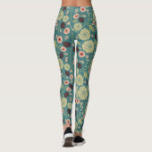 Groen Blauwgroen Roze Floral Afspeelbaar Mix Patro Leggings (Achterkant)
