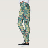 Groen Blauwgroen Roze Floral Afspeelbaar Mix Patro Leggings (Links)