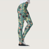 Groen Blauwgroen Roze Floral Afspeelbaar Mix Patro Leggings (Rechts)
