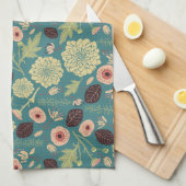 Groen Blauwgroen Roze Floral Afspeelbaar Mix Patro Theedoek (Quarter Fold)