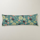 Groen Blauwgroen Roze Floral Toss Pattern Lichaamskussen (Achterkant)