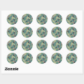 Groen Blauwgroen Roze Floral Toss Pattern Ronde Sticker (Vel)