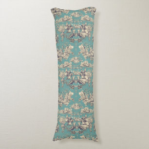  groen blauwgroen Toile de Jouy monogram Lichaamskussen