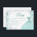 Groen Blauwgroen Zilver Kerstmis Prinses Quinceañe RSVP Kaartje<br><div class="desc">Groen Blauwgroen Zilver Kerstmis Prinses Quinceañera RSVP-kaart</div>