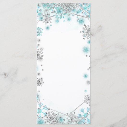 Groen Blauwgroen Zilver Kerstmis Sneeuwvlok Quince Menu (Achterkant)