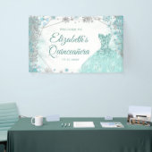 Groen Blauwgroen Zilver Kerstmis Sneeuwvlok Quince Spandoek (Beurs)