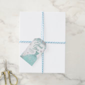 Groen Blauwgroen Zilver Sneeuwvlok Mis Quince Dank Cadeaulabel (Met Touw)