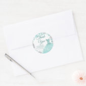 Groen Blauwgroen Zilver Wintere Quinceañera Bedank Ronde Sticker (Envelop)