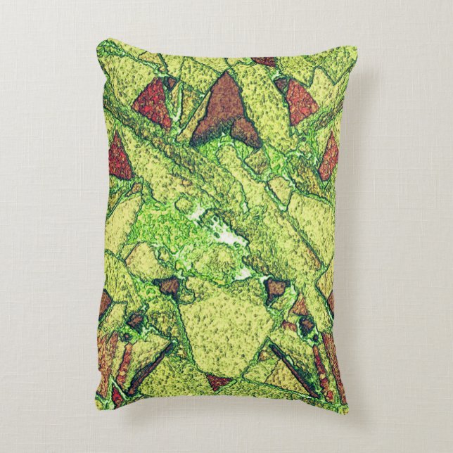 Groen bleek geel geverfd vulkanisch steenvormig on accent kussen (Achterkant (Verticaal))