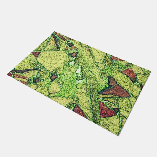 Groen bleek geel geverfd vulkanisch steenvormig on deurmat (Schuin)