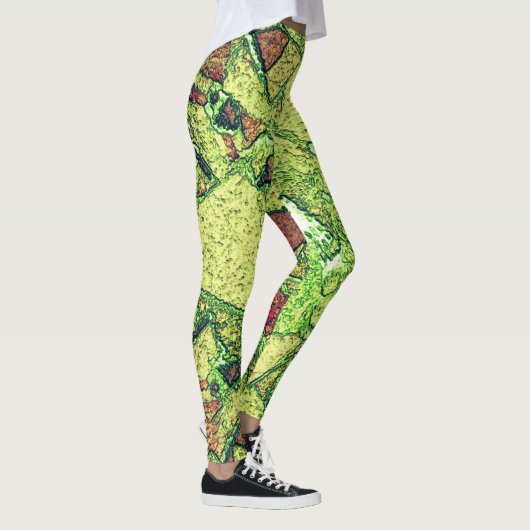 Groen bleek geel geverfd vulkanisch steenvormig on leggings (Rechts)