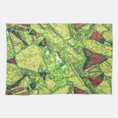 Groen bleek geel geverfd vulkanisch steenvormig on theedoek (Horizontaal)