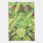 Groen bleek geel geverfd vulkanisch steenvormig on theedoek (Verticaal)