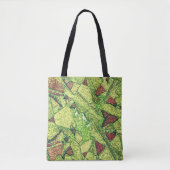 Groen bleek geel geverfd vulkanisch steenvormig on tote bag (Voorkant)