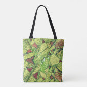 Groen bleek geel geverfd vulkanisch steenvormig on tote bag (Achterkant)