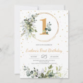 Groen blijvend eucalyptus boho gouden verjaardag v kaart (Voorkant)