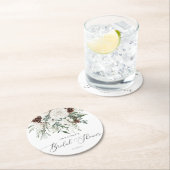 Groen blijvende elegante bruidsdouche ronde kartonnen onderzetter (Insitu)