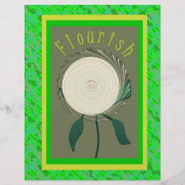 Groen Bloeiende Bloem Schrijfmachientje Papier 2-z