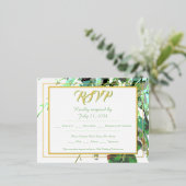 Groen & Bloem Botanisch Trouw RSVP Folie Uitnodiging Briefkaart (Staand Voorkant)