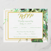 Groen & Bloem Botanisch Trouw RSVP Folie Uitnodiging Briefkaart (Voorkant)