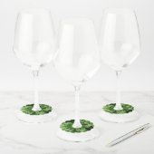 Groen Bloem Fractal Paper Wijnglas Labels (Set)