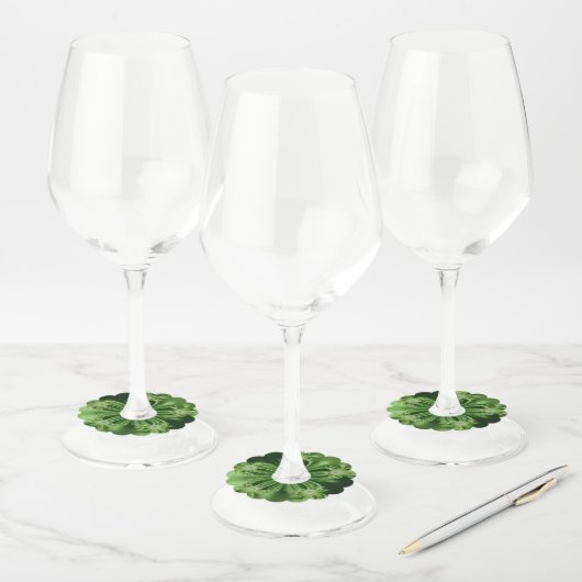 Groen Bloem Fractal Paper Wijnglas Labels (Set)