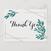 Groen Bloem Goud Folie Bladeren Dank je Briefkaart (Voorkant)