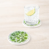 Groen Bloem Motief Boho Ronde Onderzetter (Zijkant)