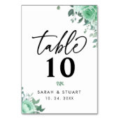 Groen Bloem Script Zitkaarten Terug Bruiloft Kaart (Voorkant)