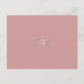 Groen Bloem Stof Roze Roze Doop Uitnodiging (Achterkant)