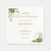 Groen Bloemen 50ste bruiloft Jubileum Servet (Voorkant)