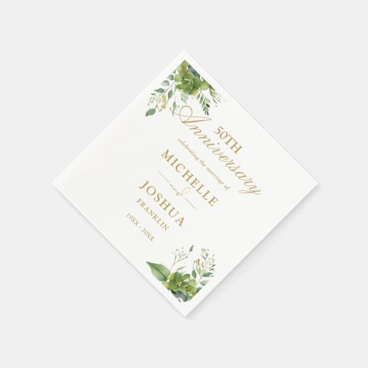 Groen Bloemen 50ste bruiloft Jubileum Servet (Hoek)