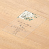Groen bloemen acryl bruiloft uitnodigingen (Laagn)