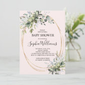 Groen Bloemen Baby shower Invitation Kaart (Staand voorkant)