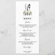 Groen Bloemen Bestek Wedding Menu kaarten