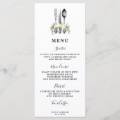 Groen Bloemen Bestek Wedding Menu kaarten (Voorkant)
