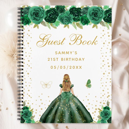 Groen Bloemen Blond Haar Prinses Gastenboek Notitieboek