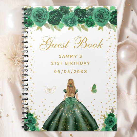 Groen Bloemen Blond Haar Prinses Gastenboek Notitieboek