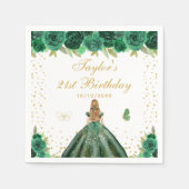 Groen Bloemen Blond Haar Prinses Verjaardagsfeest Servet (Voorkant)