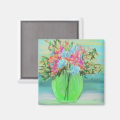 Groen Bloemen Boeket Originele Kunst Magneet (Voorkant / Achterkant)