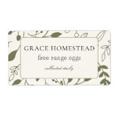 Groen Bloemen Boerderij Kippeei Kartonproduct Etiket (Voorkant)