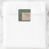 Groen Bloemen Boho Bruiloft Custom Dank u Vierkante Sticker (Tas)