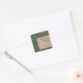 Groen Bloemen Boho Bruiloft Custom Dank u Vierkante Sticker (Envelop)