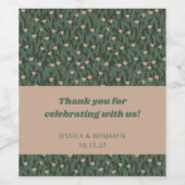  Groen Bloemen Boho Bruiloft Custom Dank u Wijn Etiket (Enkel label)