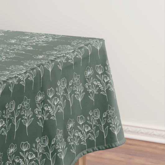 Groen Bloemen Boho Sage Groen Bruiloft Tafelkleed (Voorbeeld)