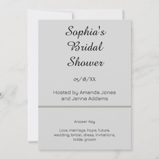 Groen & Bloemen Bruids Grijs Woord Scramble Game Kaart (Achterkant)